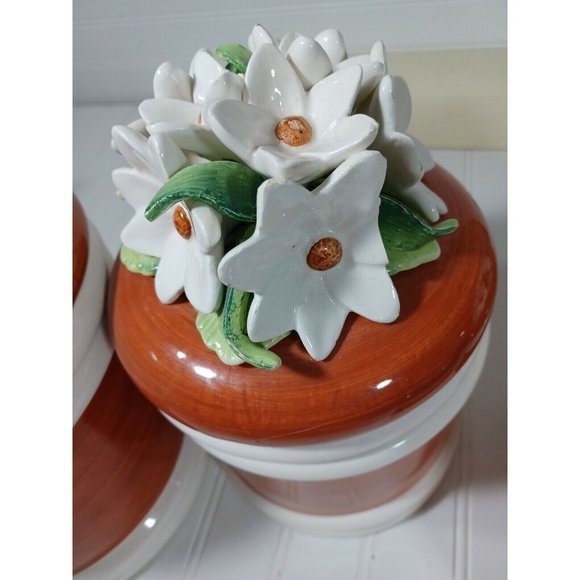 Capodimonte Daisy Daisies Flowers Sculpture Canister 4 pc Set MCM 1970 R… - Picture 9 of 12
